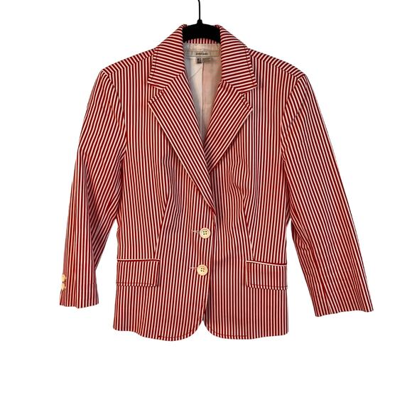 Zara Red and White Striped Blazer Sz M - Picture 1 of 5